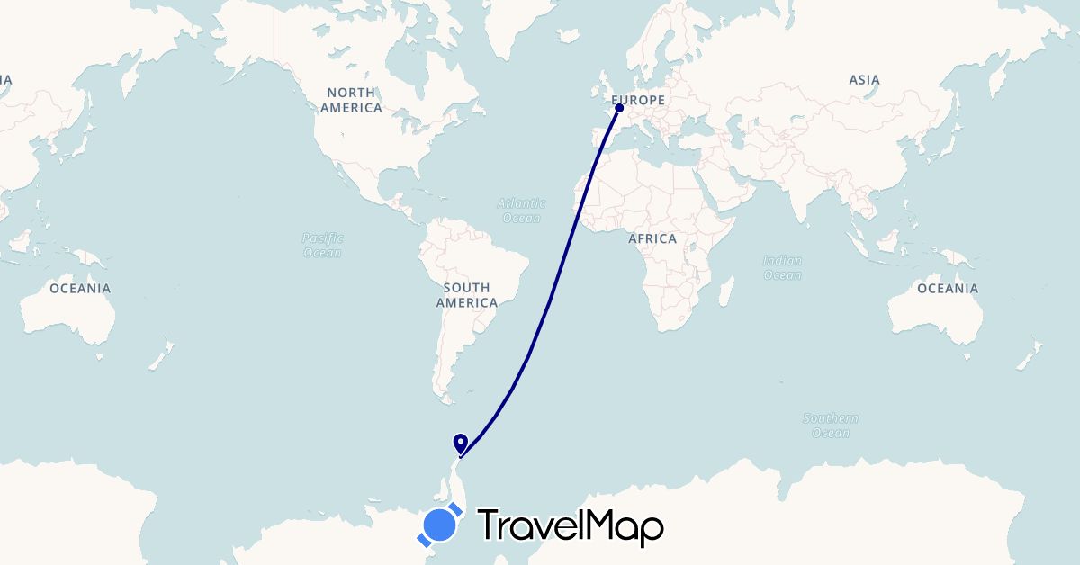 TravelMap itinerary: driving in Antarctica, France (Antarctica, Europe)